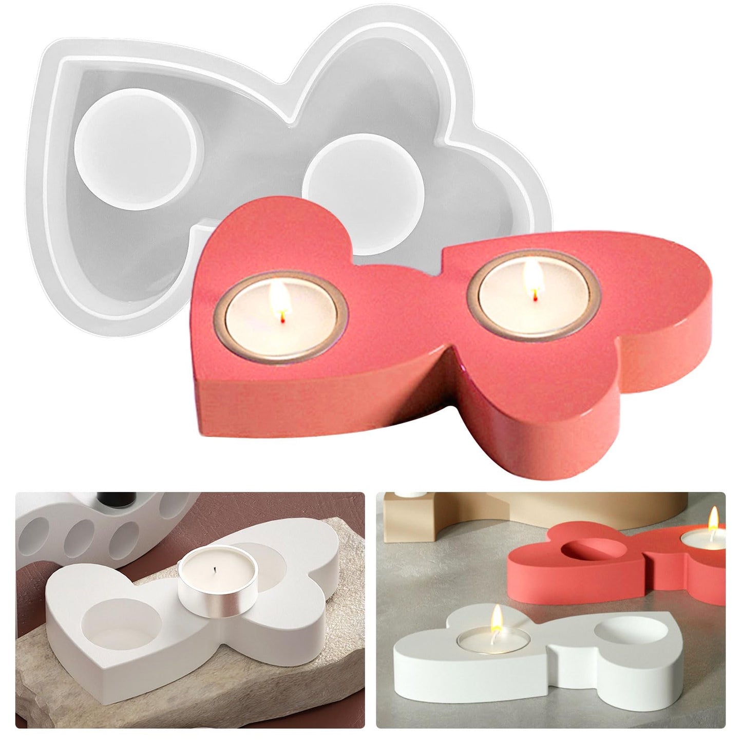 Double Heart Tealight candle Holder