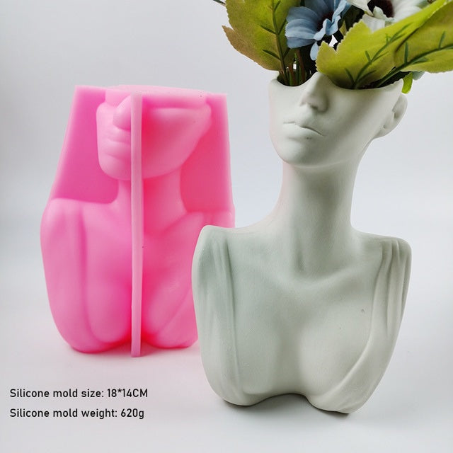 Abstract Face 3D Vase Mold