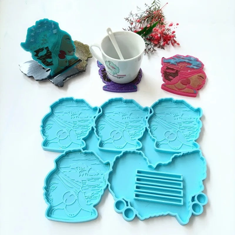 Afro Woman Coaster/Coaster Holder Mold
