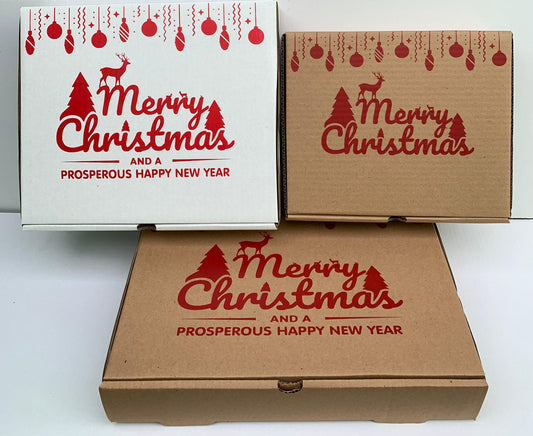 Merry Christmas Kraft Boxes || (White)